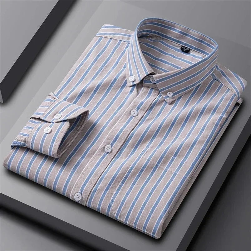 Alberto | Camisa verde de rayas multicolor