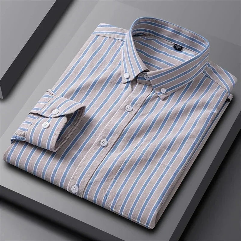 Alberto | Camisa verde de rayas multicolor