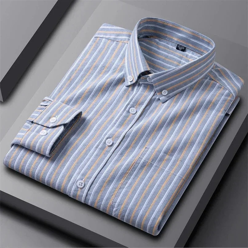 Alberto | Camisa verde de rayas multicolor