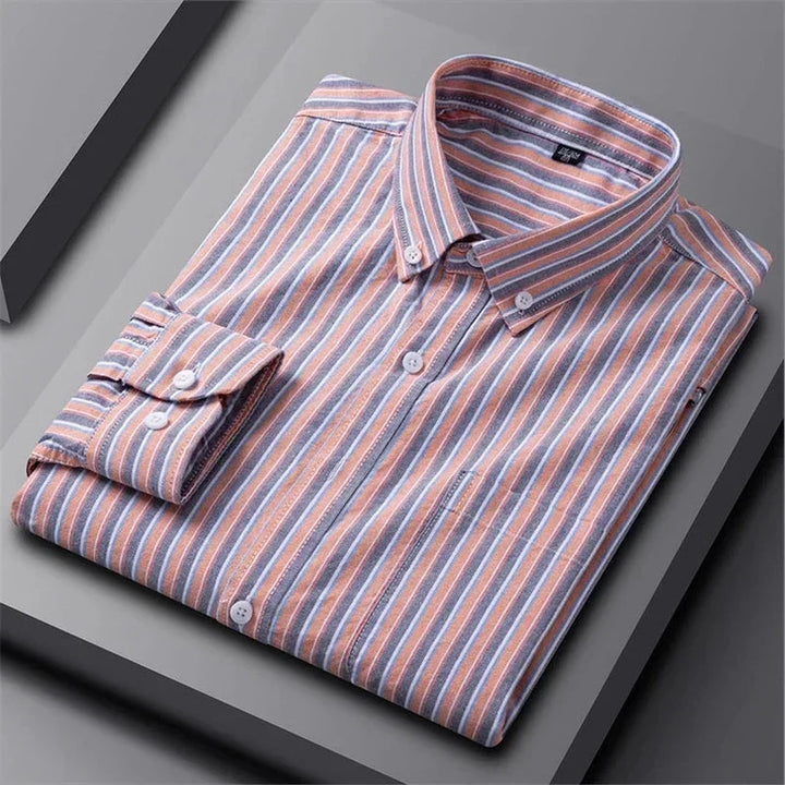 Alberto | Camisa verde de rayas multicolor