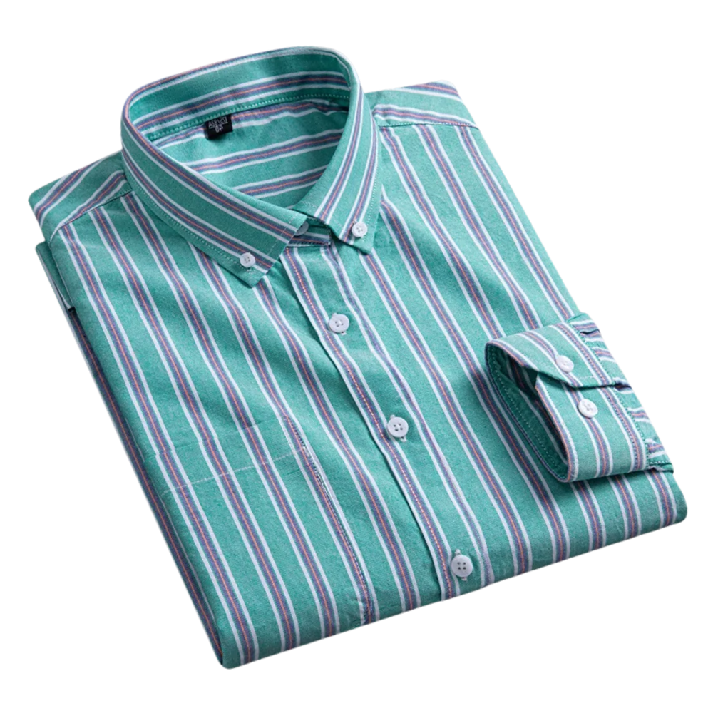 Alberto | Camisa verde de rayas multicolor