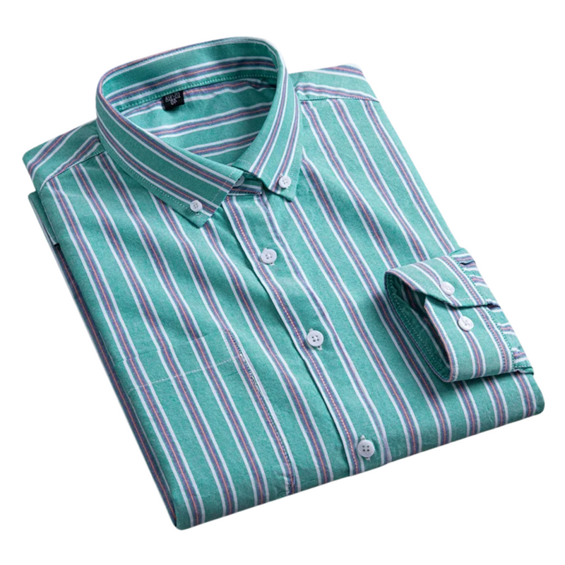 Alberto | Camisa verde de rayas multicolor