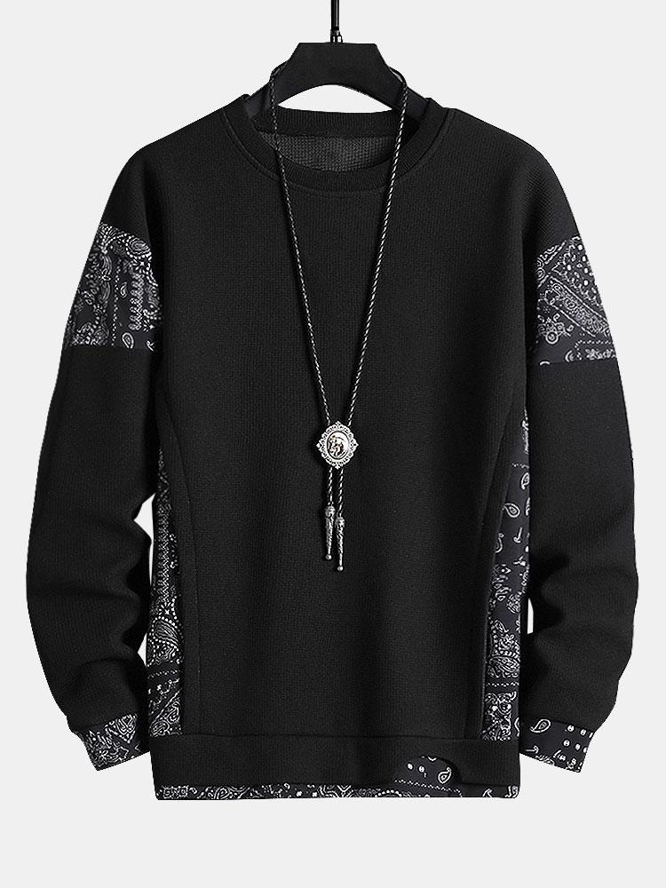 Alejandro | Sudadera con paneles paisley y textura gofre