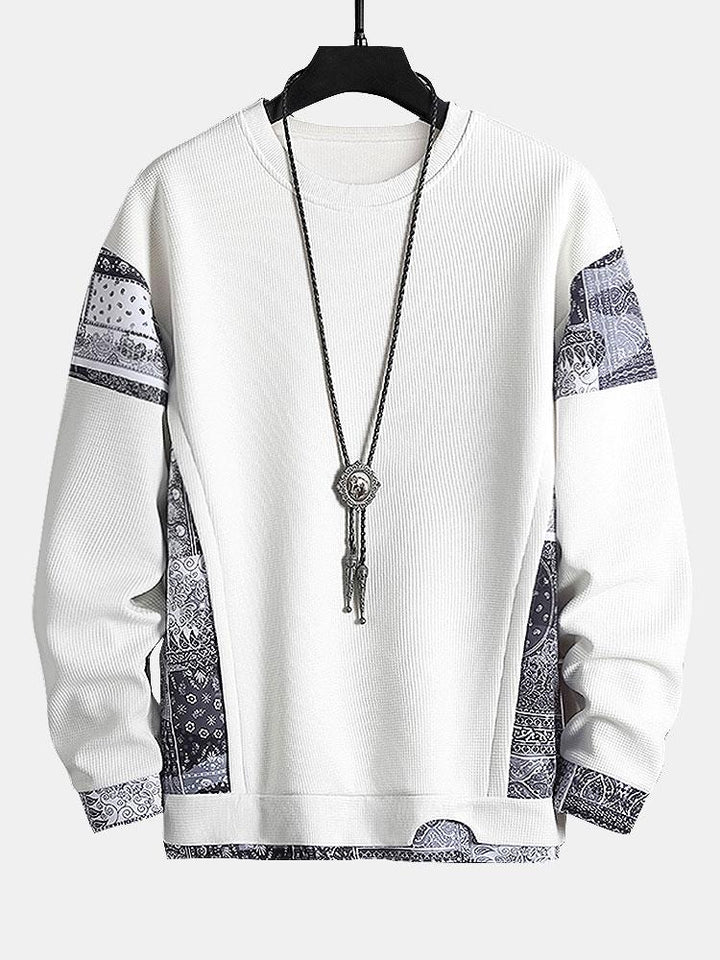 Alejandro | Sudadera con paneles paisley y textura gofre