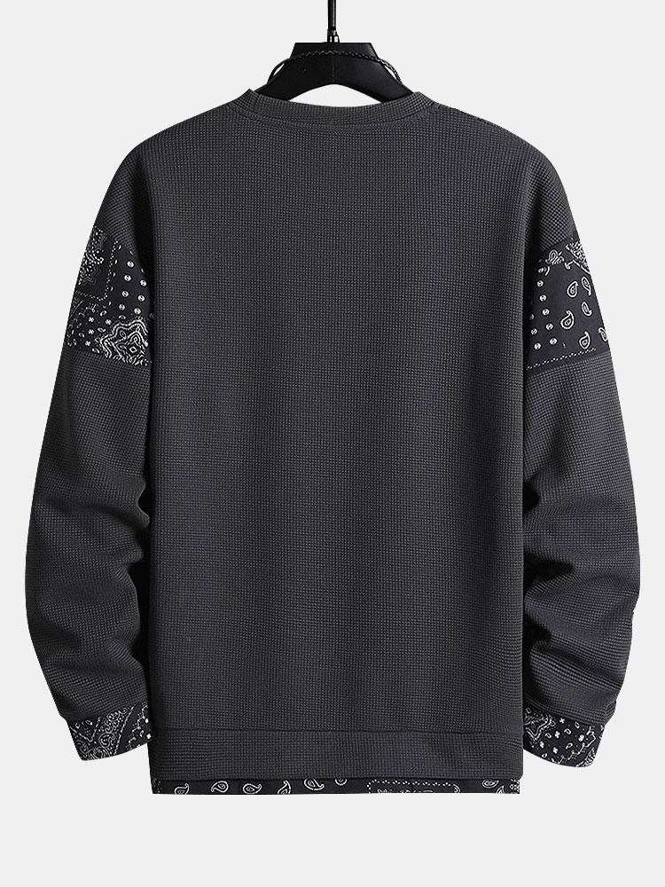 Alejandro | Sudadera con paneles paisley y textura gofre