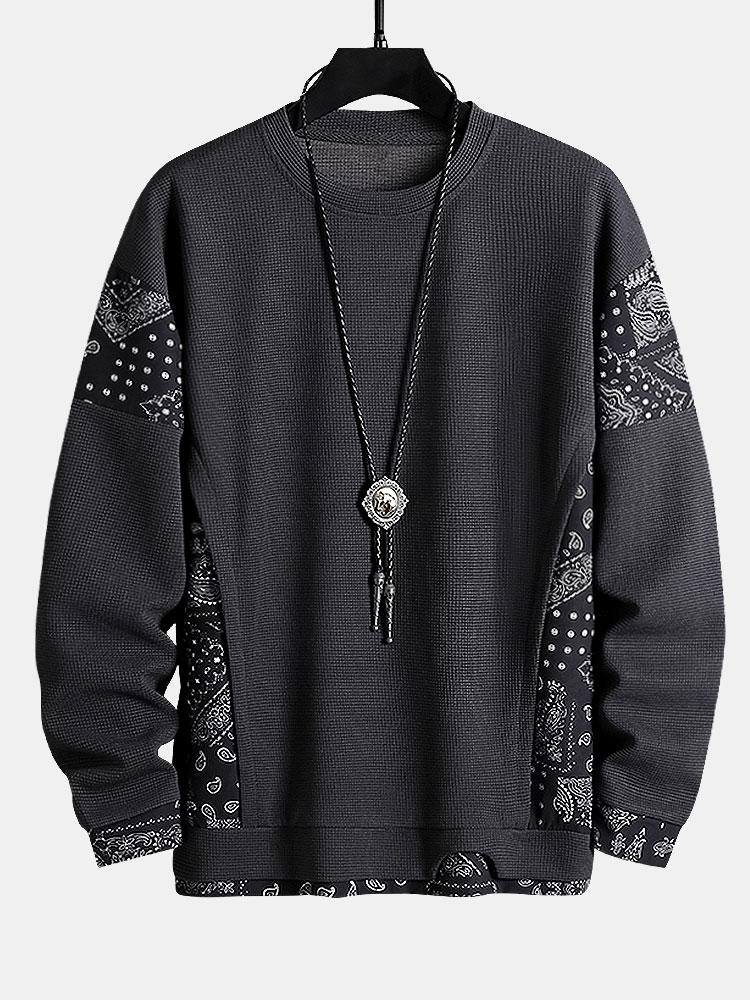 Alejandro | Sudadera con paneles paisley y textura gofre