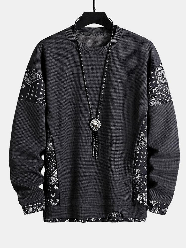 Alejandro | Sudadera con paneles paisley y textura gofre