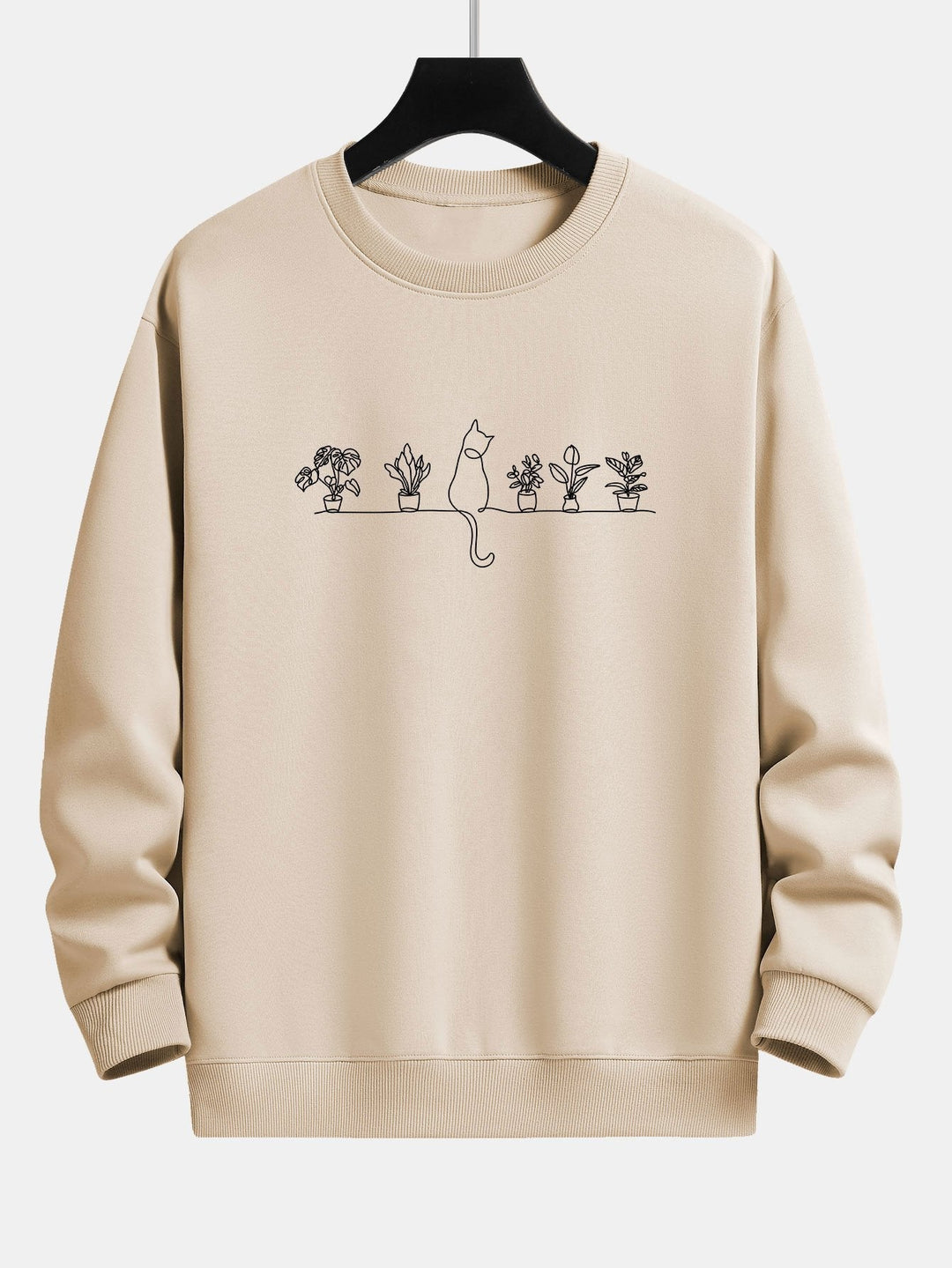 Alfonso | Sudadera con estampado de gatos y plantas y corte relajado