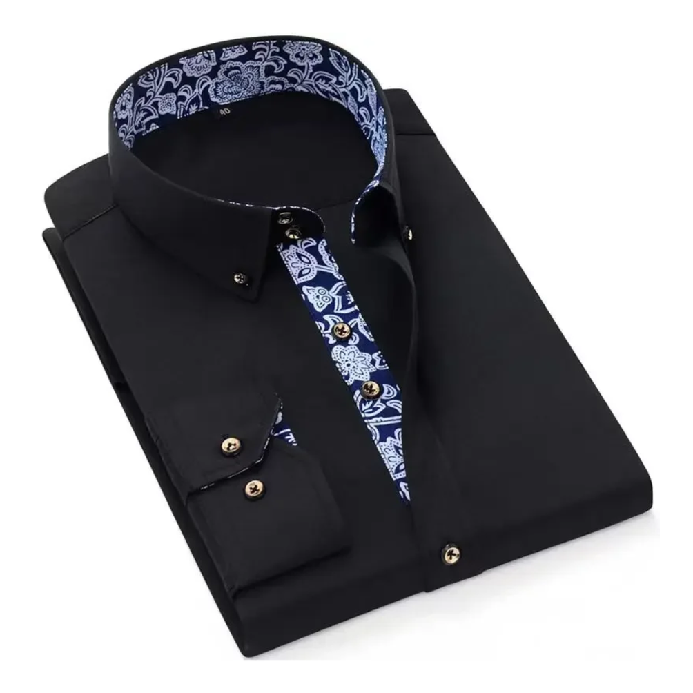 Alfredo | Camisa negra con ribete en contraste
