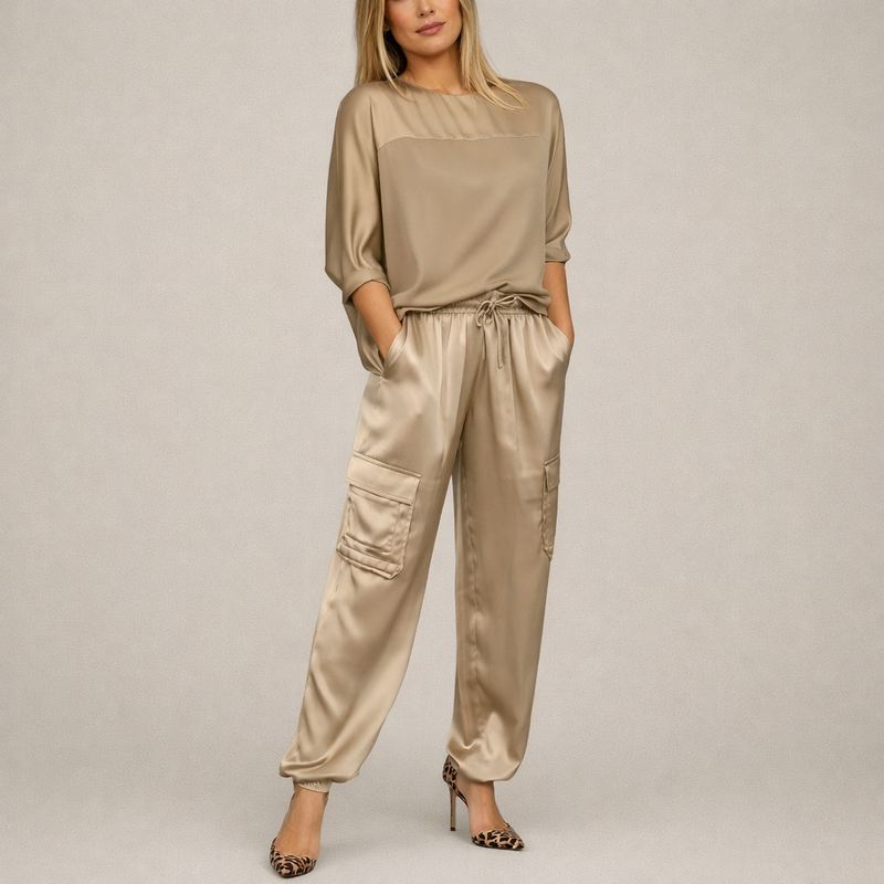 Alicia | Conjunto satinado estilo cargo