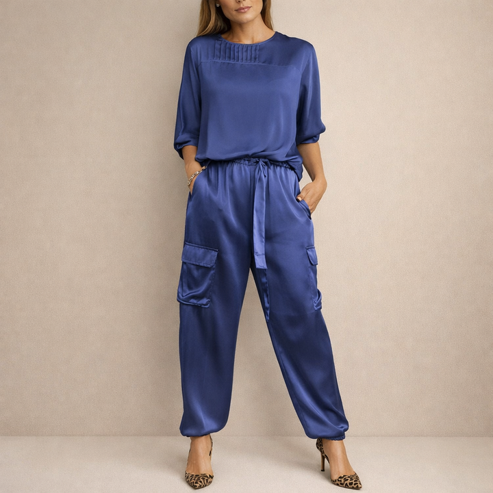 Alicia | Conjunto satinado estilo cargo