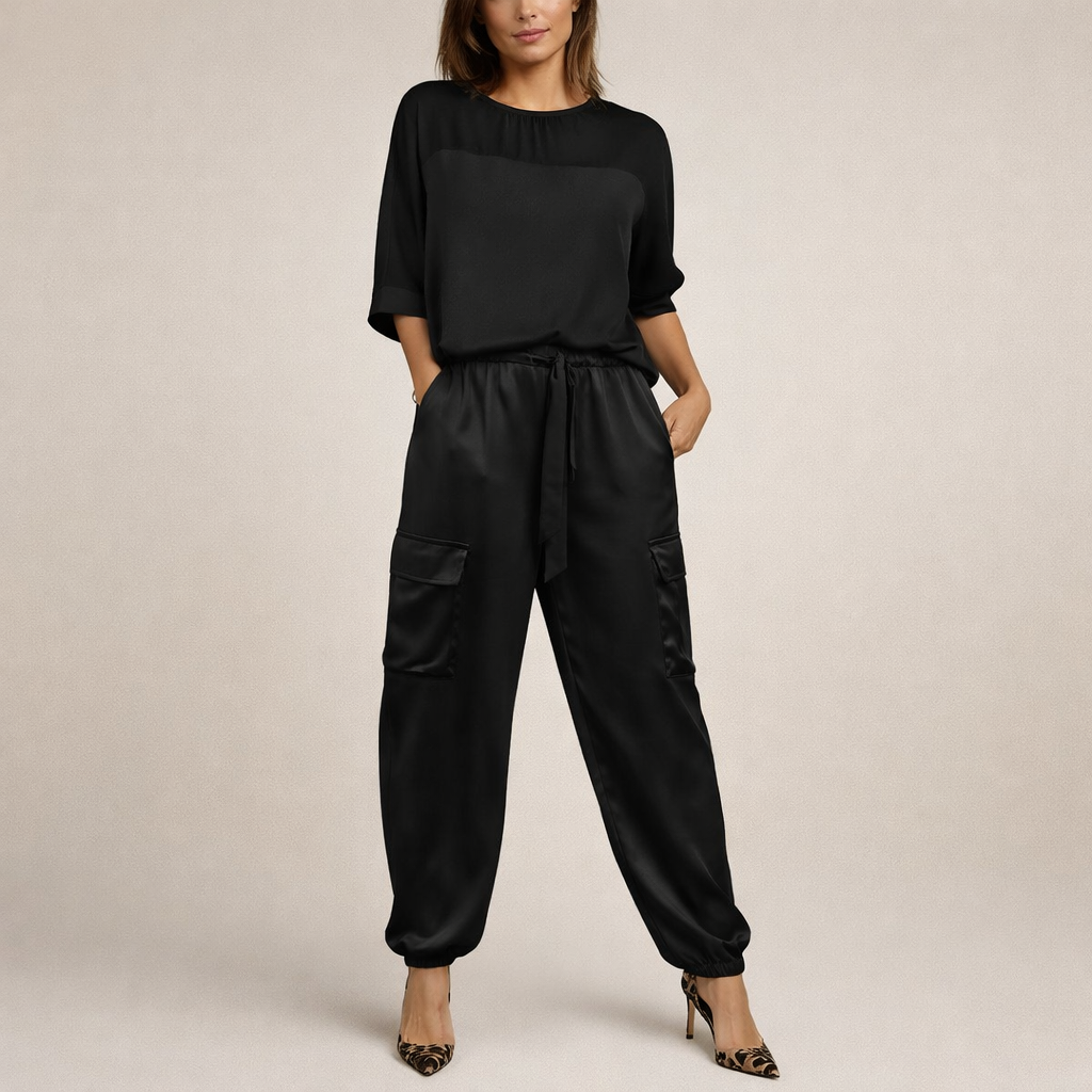 Alicia | Conjunto satinado estilo cargo