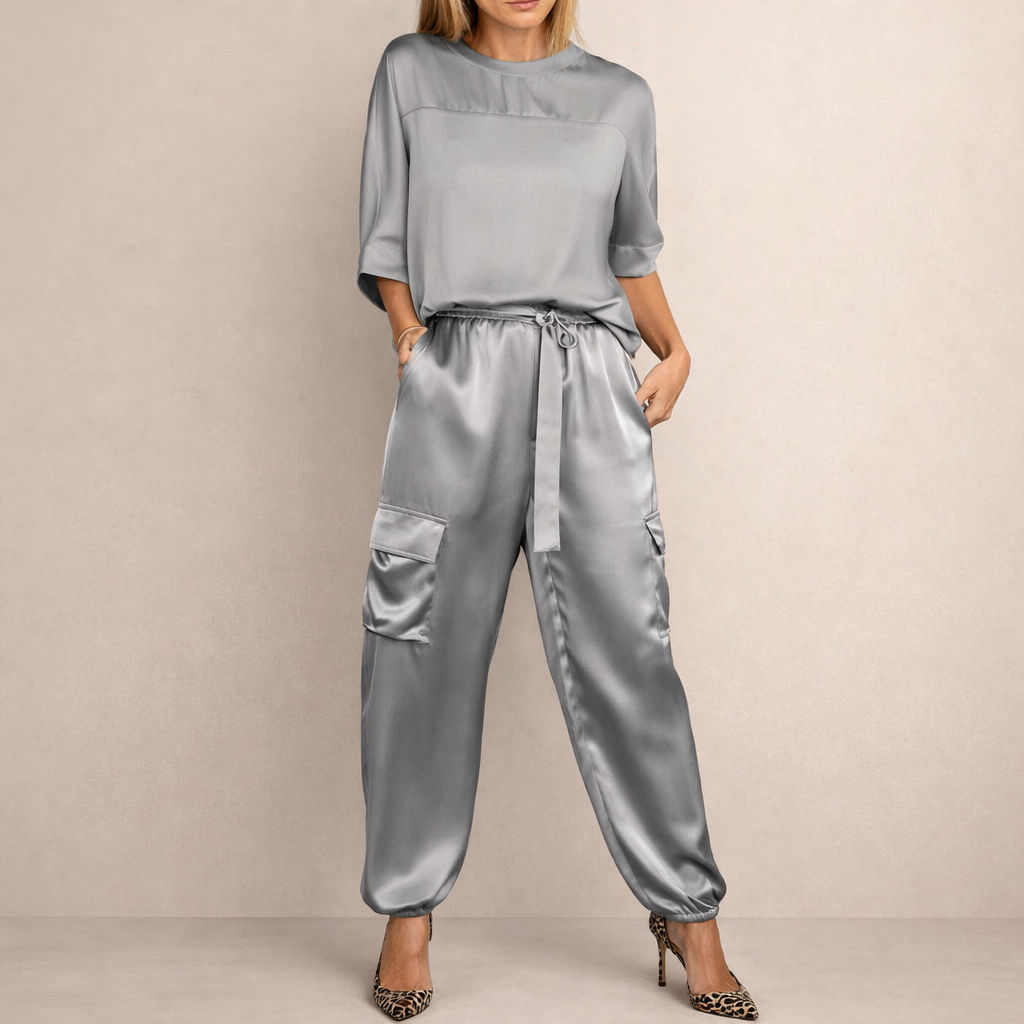Alicia | Conjunto satinado estilo cargo