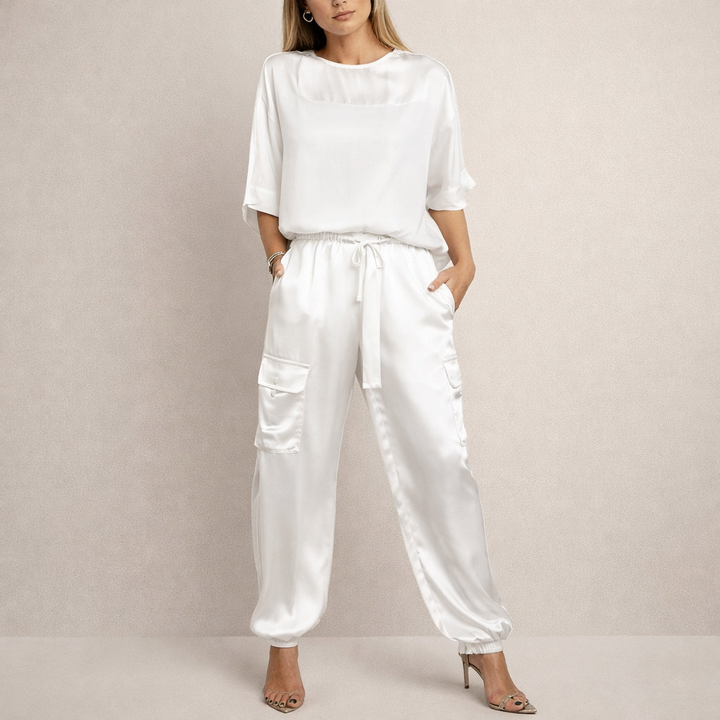 Alicia | Conjunto satinado estilo cargo