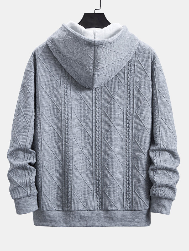Alonso | Sudadera con capucha con jacquard geométrico y corte relajado