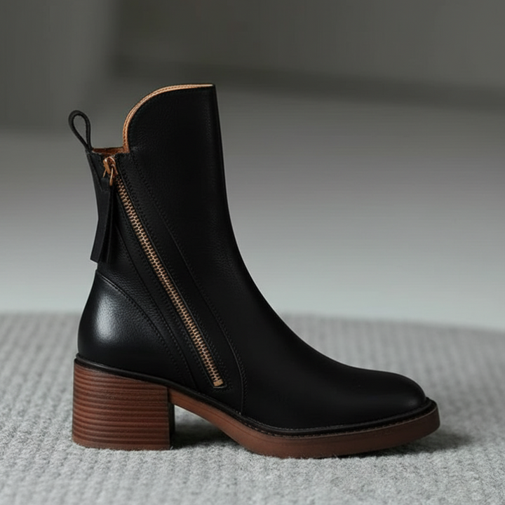 Amalia | Botas de piel con tacón cuadrado