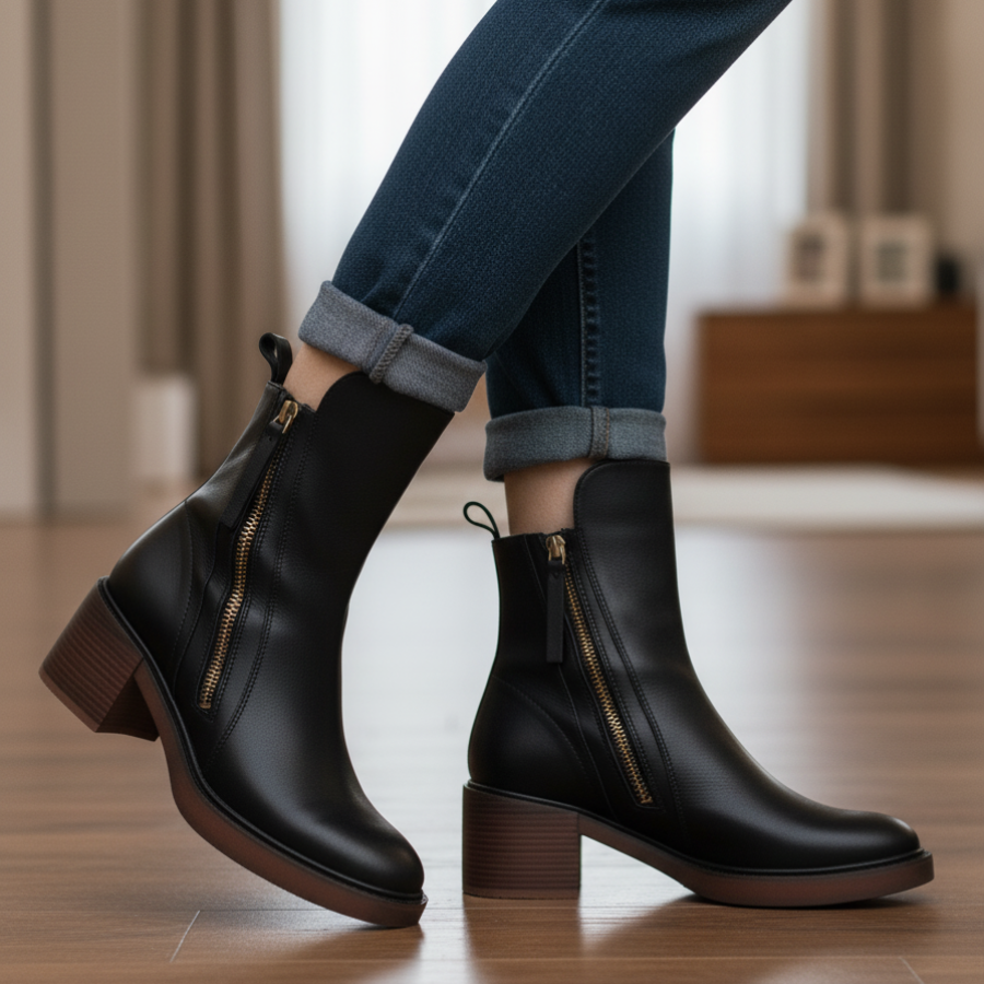 Amalia | Botas de piel con tacón cuadrado