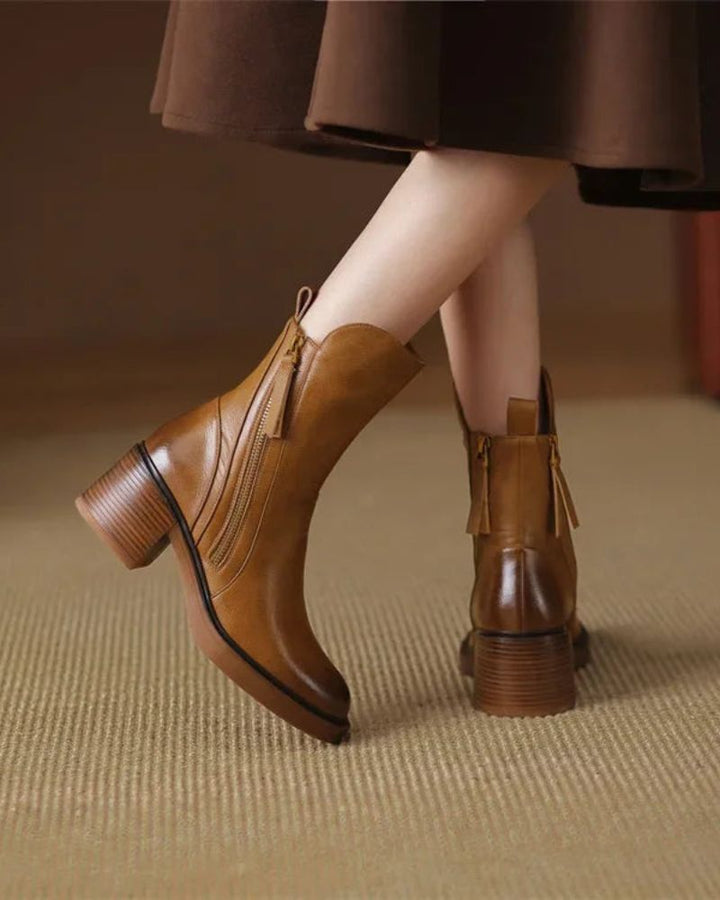Amalia | Botas de piel con tacón cuadrado