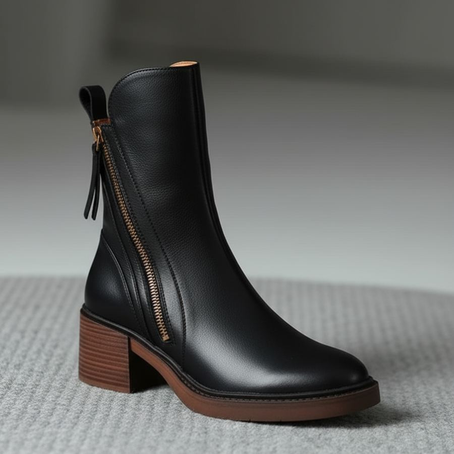 Amalia | Botas de piel con tacón cuadrado