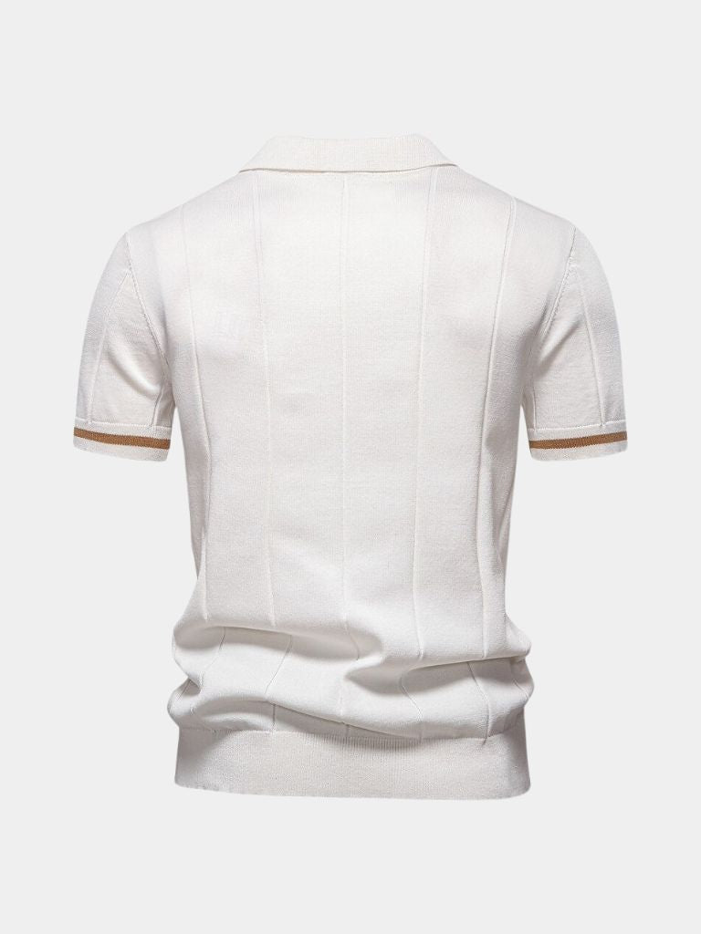 Amancio | Polo de punto camel con cuello de cremallera