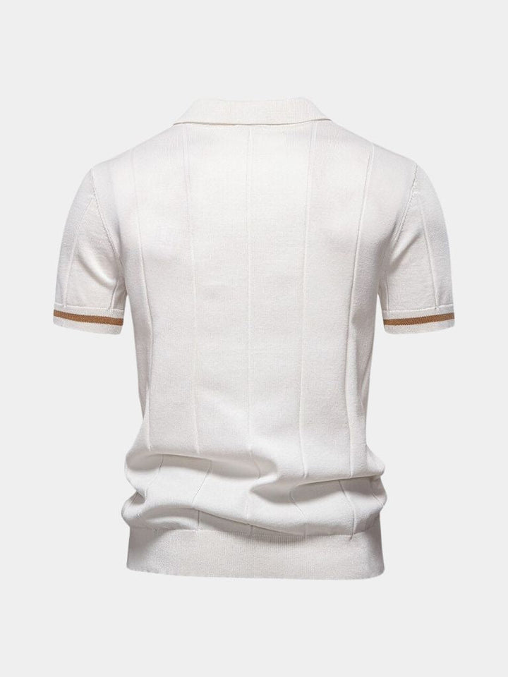 Amancio | Polo de punto camel con cuello de cremallera