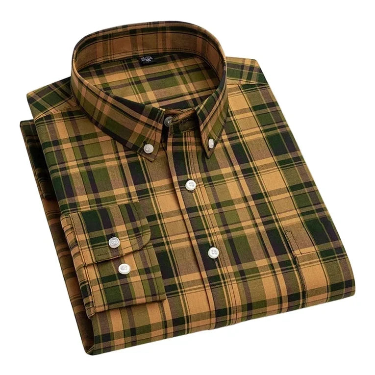 Ambrosio | Camisa marrón de cuadros tartán