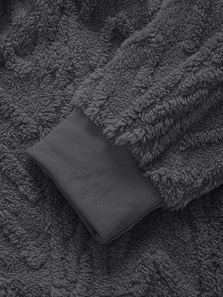 Ambrosio | Sudadera con capucha de borreguito con jacquard geométrico y cremallera