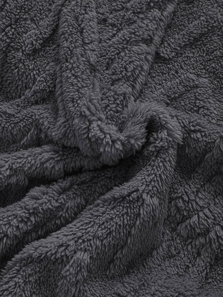 Ambrosio | Sudadera con capucha de borreguito con jacquard geométrico y cremallera