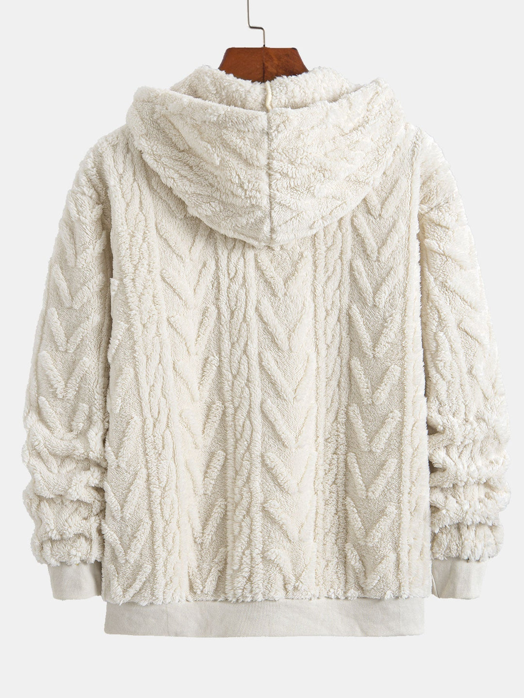 Ambrosio | Sudadera con capucha de borreguito con jacquard geométrico y cremallera