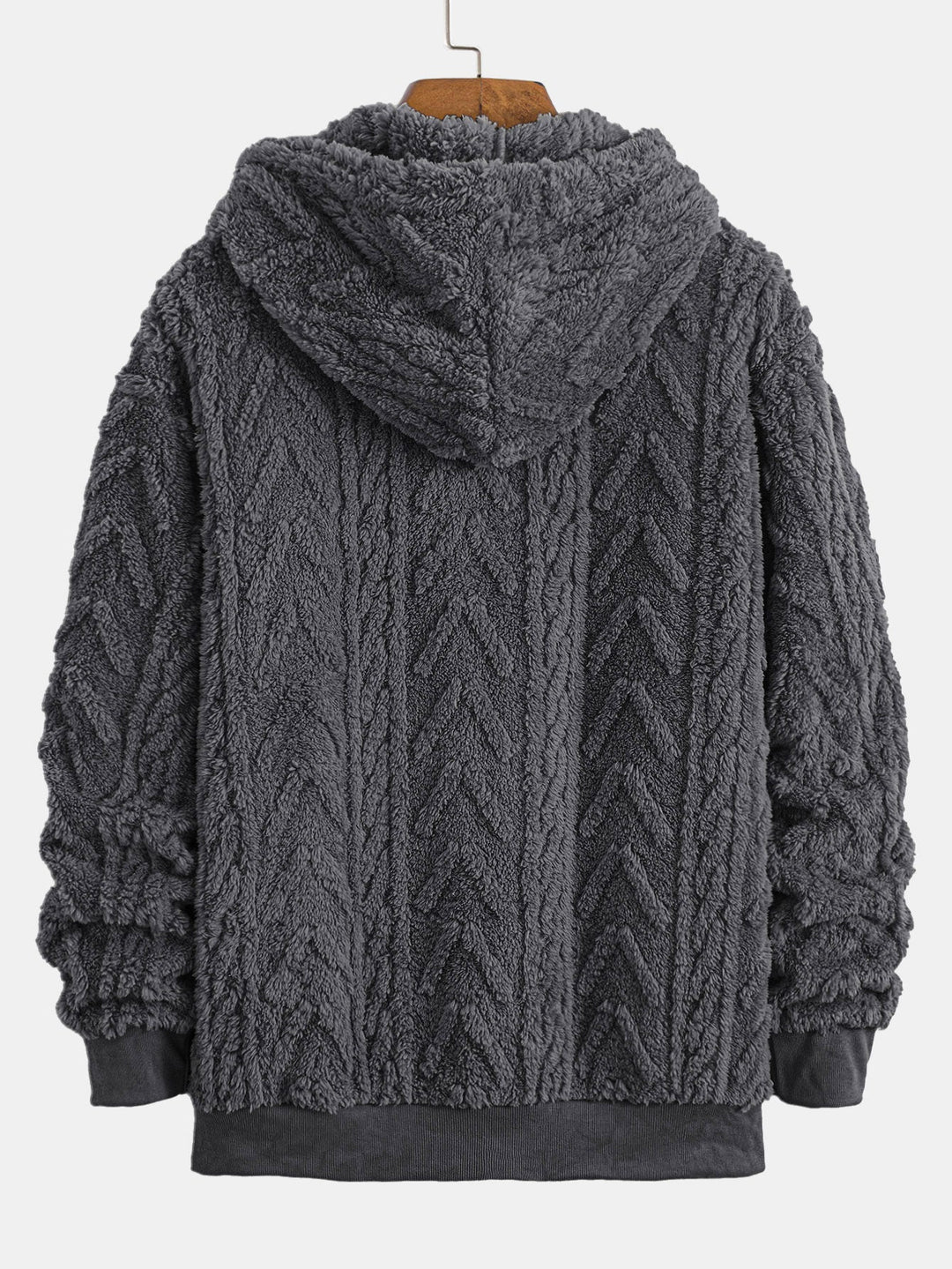 Ambrosio | Sudadera con capucha de borreguito con jacquard geométrico y cremallera