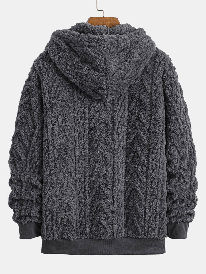 Ambrosio | Sudadera con capucha de borreguito con jacquard geométrico y cremallera