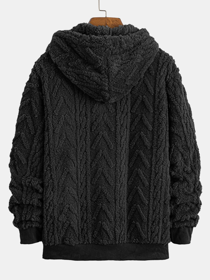 Ambrosio | Sudadera con capucha de borreguito con jacquard geométrico y cremallera