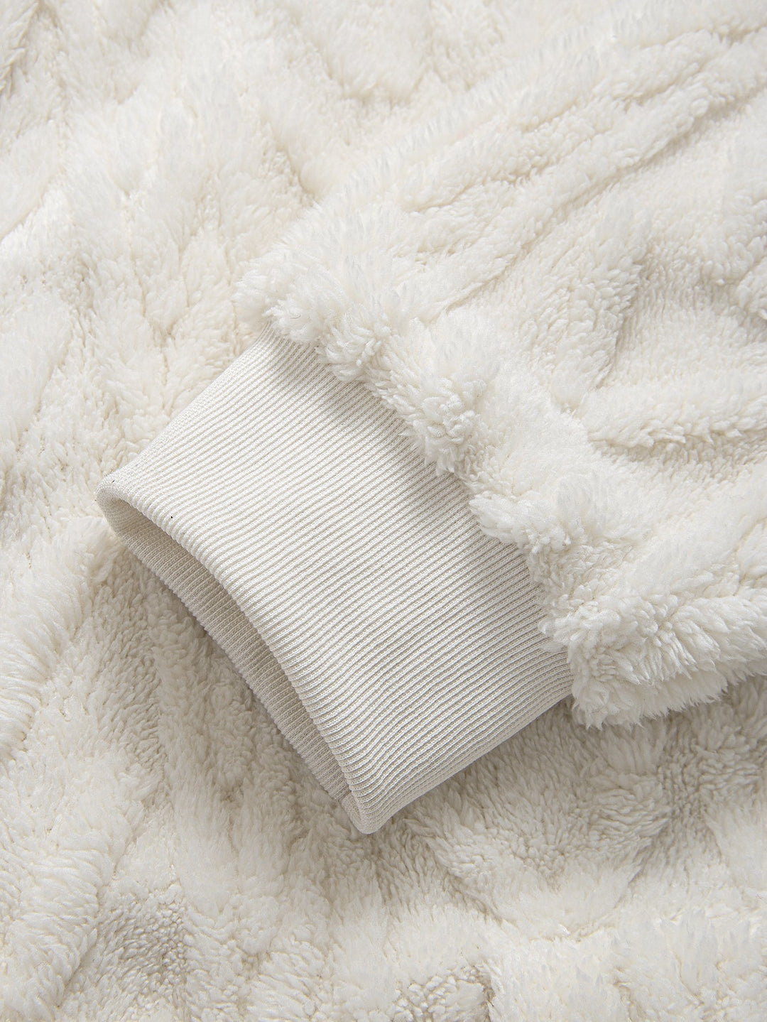 Ambrosio | Sudadera con capucha de borreguito con jacquard geométrico y cremallera
