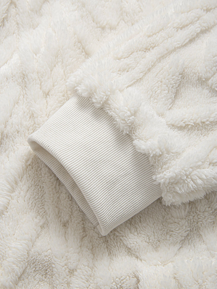 Ambrosio | Sudadera con capucha de borreguito con jacquard geométrico y cremallera