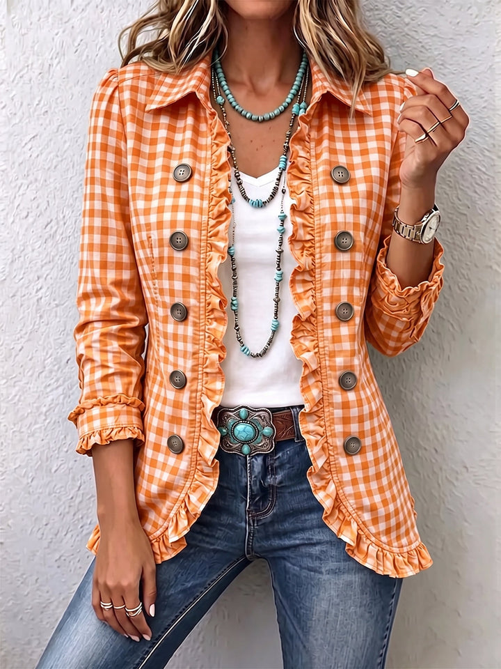 Amparo | Chaqueta de cuadros con volantes