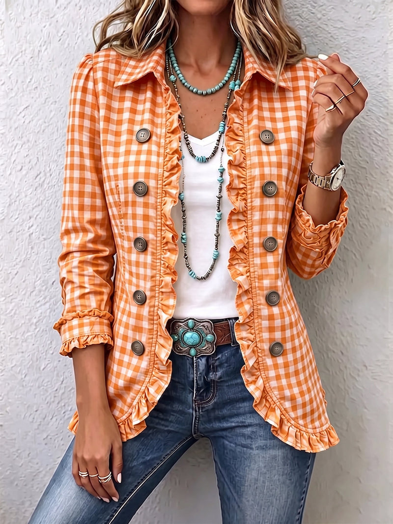 Amparo | Chaqueta de cuadros con volantes