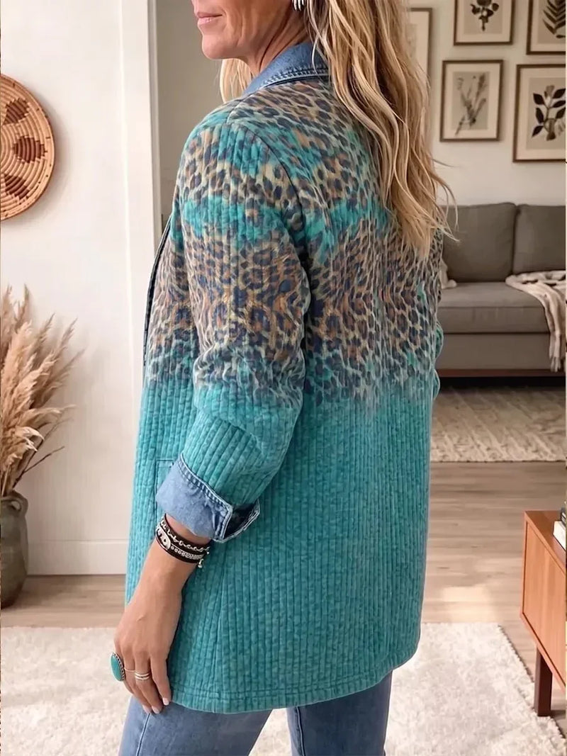 Amparo | Chaqueta vaquera con estampado de leopardo vintage