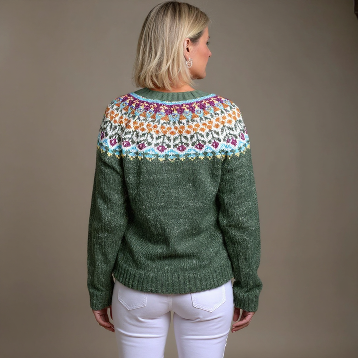 Anabel | Cárdigan islandés con canesú multicolor