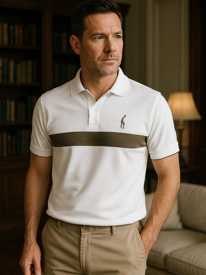 Anacleto | Polo blanco con rayas en contraste