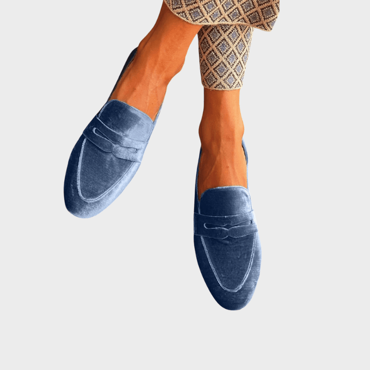 Andrea | Mocasines azules efecto terciopelo