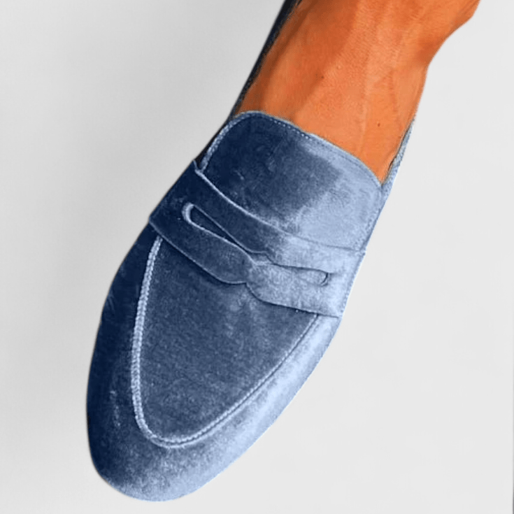 Andrea | Mocasines azules efecto terciopelo