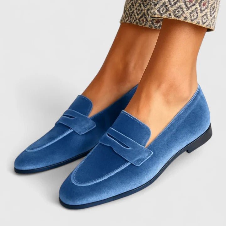 Andrea | Mocasines azules efecto terciopelo