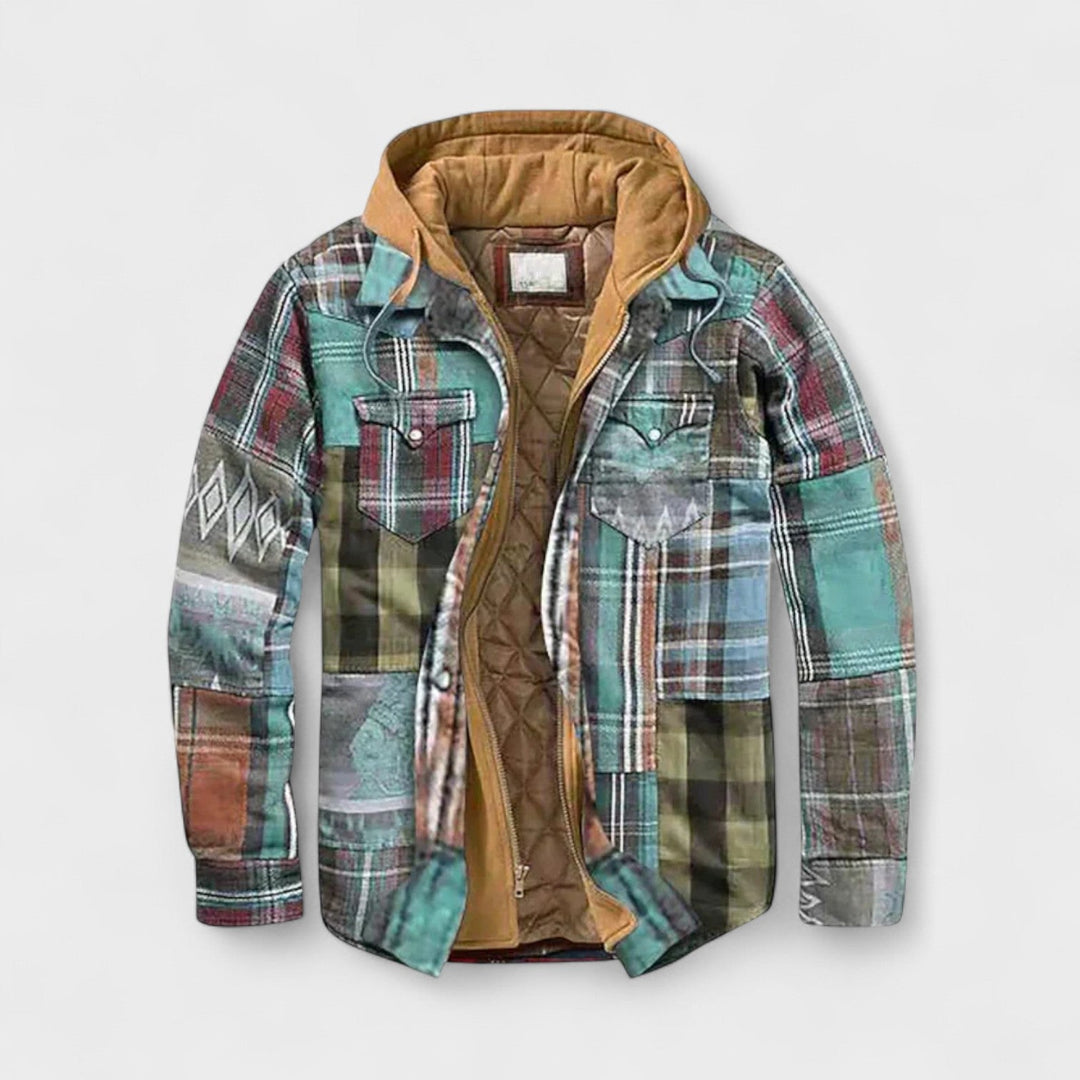 Andrés | Chaqueta azul de cuadros con capucha