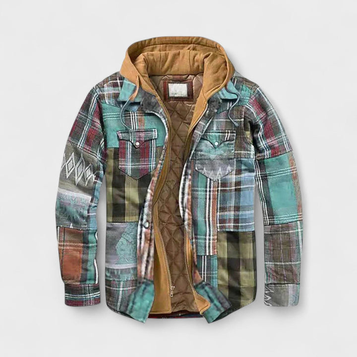 Andrés | Chaqueta azul de cuadros con capucha