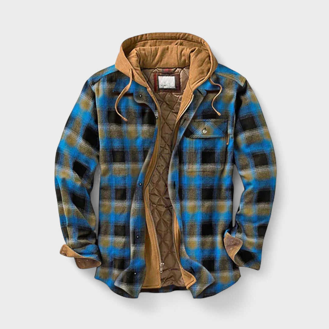 Andrés | Chaqueta azul de cuadros con capucha