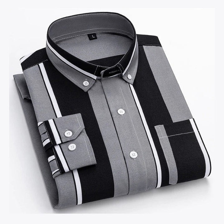 Antonio | Camisa marrón de rayas verticales