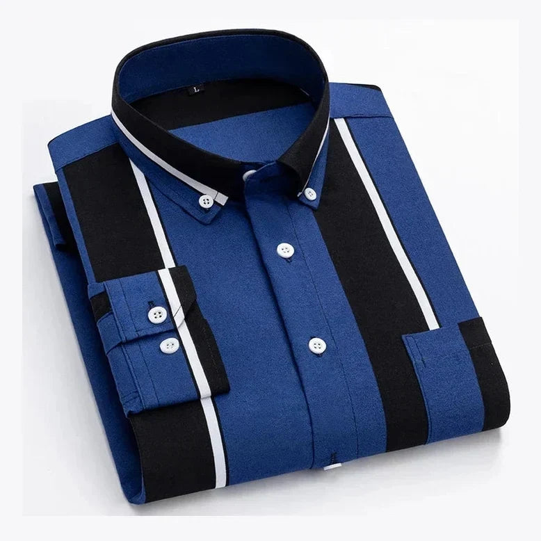 Antonio | Camisa marrón de rayas verticales