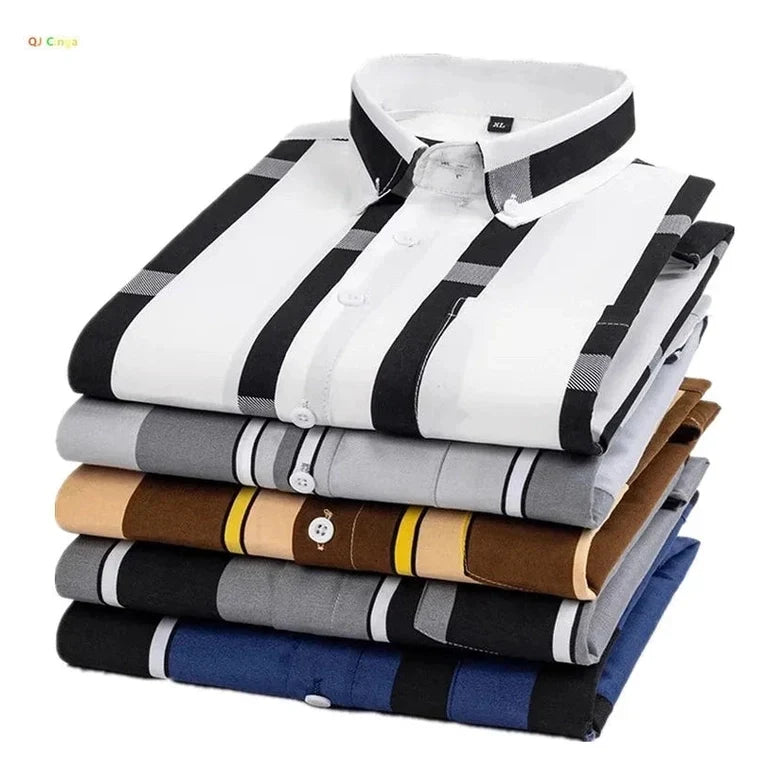 Antonio | Camisa marrón de rayas verticales