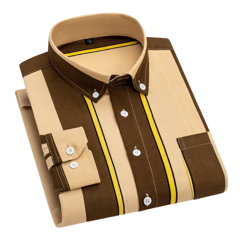 Antonio | Camisa marrón de rayas verticales