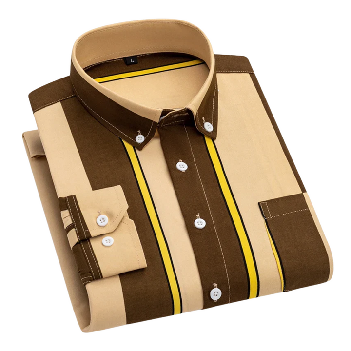 Antonio | Camisa marrón de rayas verticales